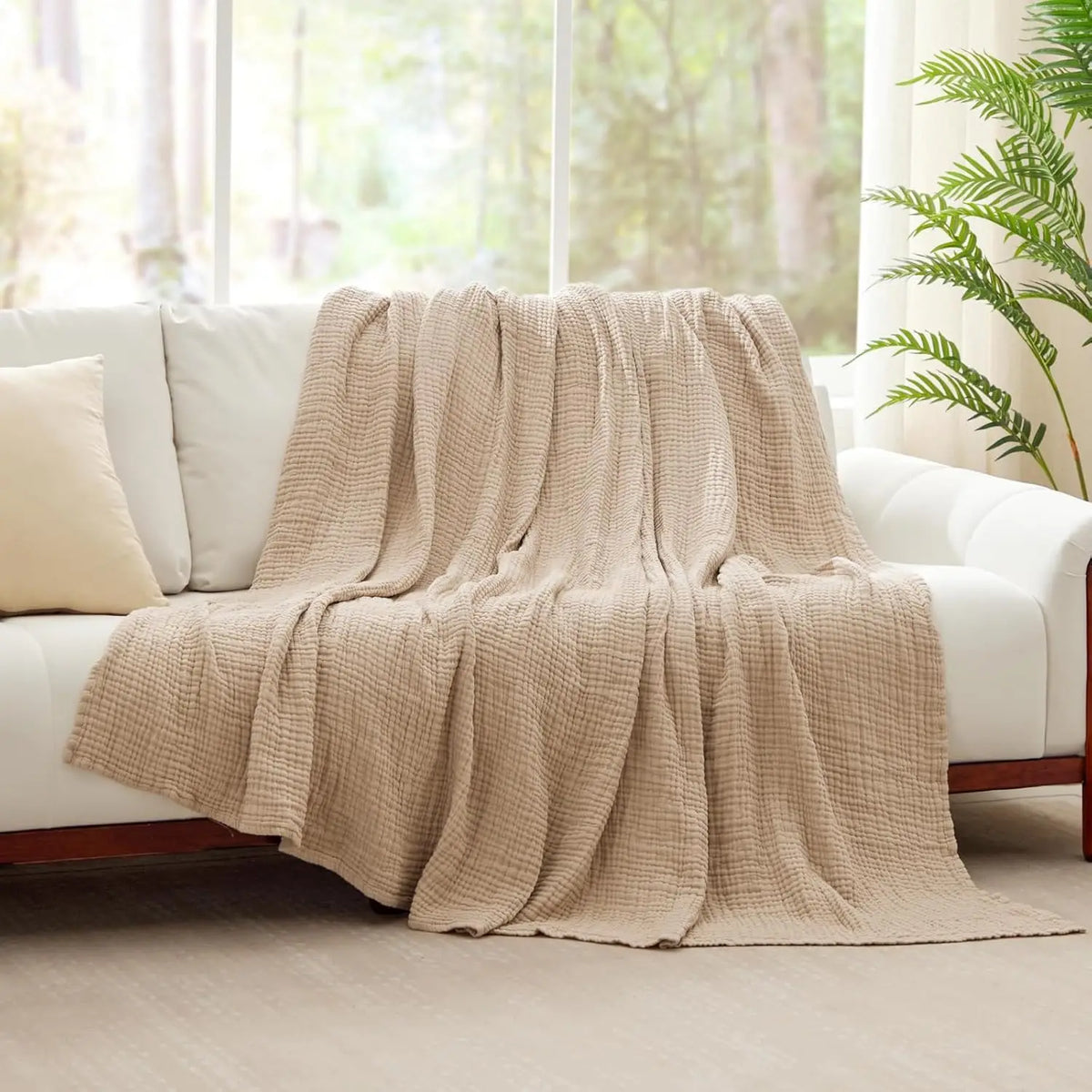 100% Cotton Muslin Throw Blanket - 130 x 150cm / Florin