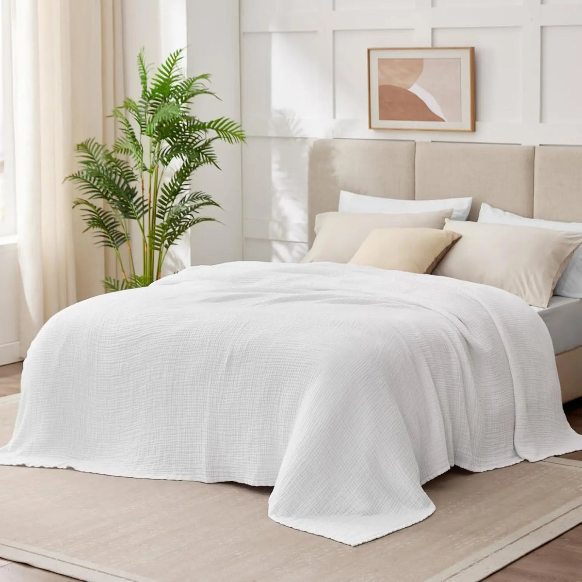 100% Cotton Muslin Throw Blanket - 130 x 150cm / Meribel