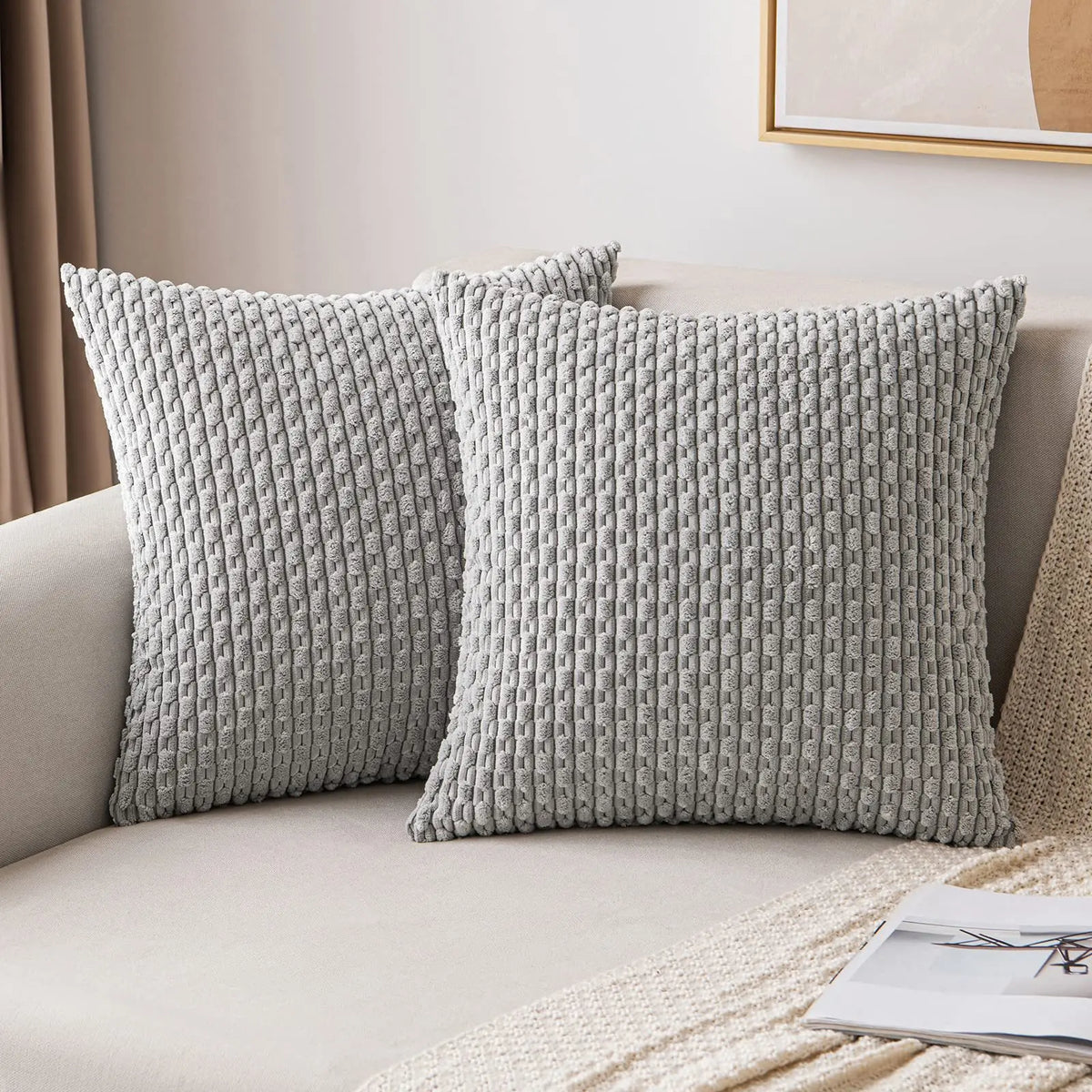 Alba Velvet Knit Cushion Cover - 40 x 40cm Cover Only / Celeste