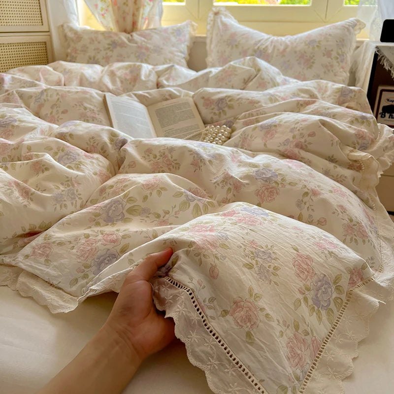 Anemone Microfibre Botanical Duvet Cover Set - UK Single / Marceau