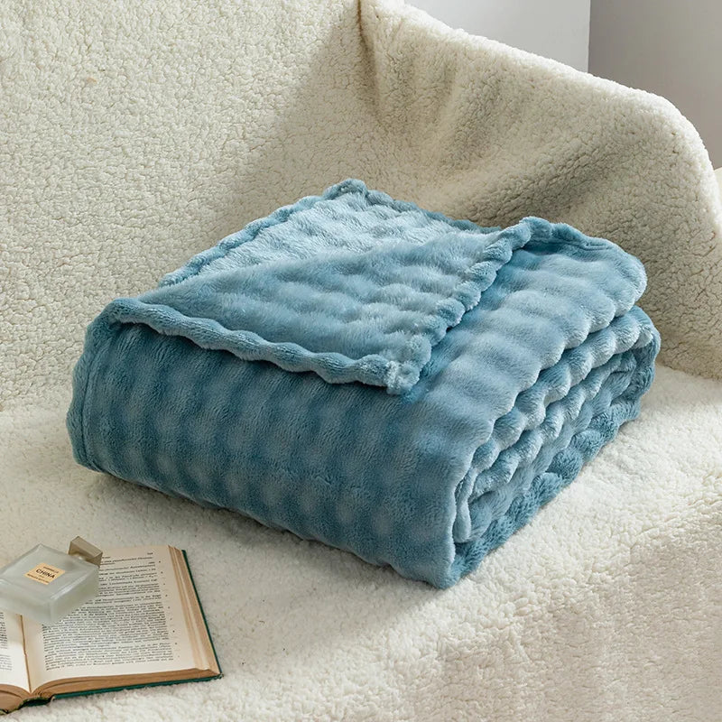 Aspen Faux Fur Knit Throw - 100 x 150cm / Laurel