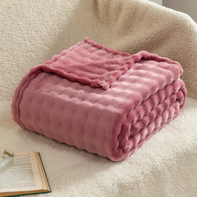 Aspen Faux Fur Knit Throw - 100 x 150cm / Meribel Zephyr