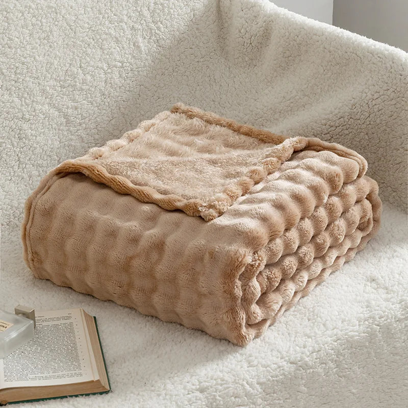 Aspen Faux Fur Knit Throw - 100 x 150cm / Tivoli