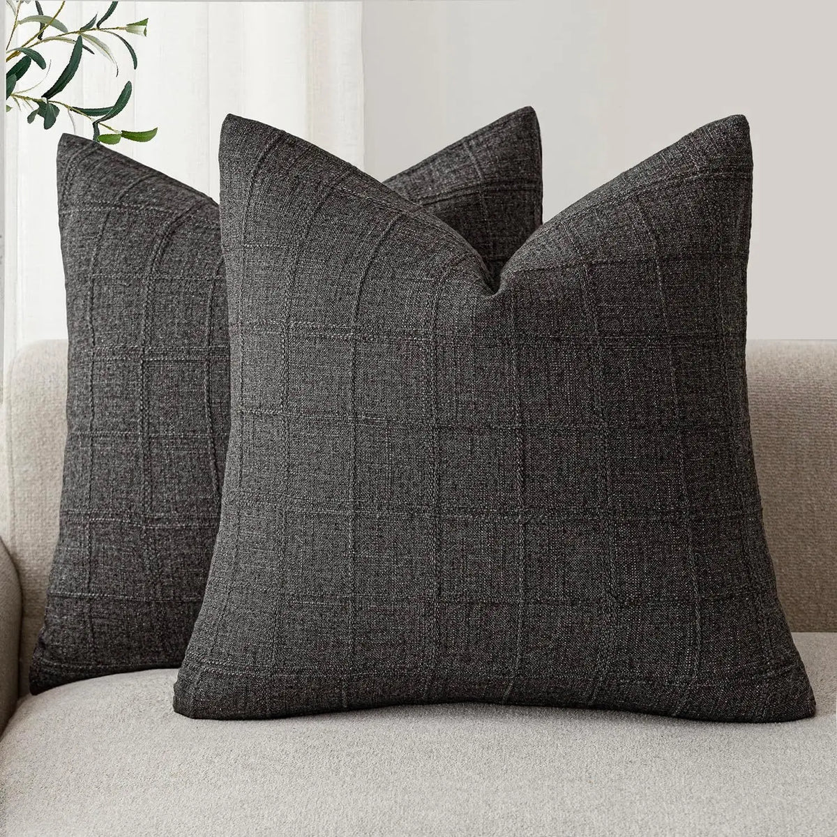 Atelier Linen Embroidered Cushion Cover - 40 x 40cm Cover Only / Opaline Ciel