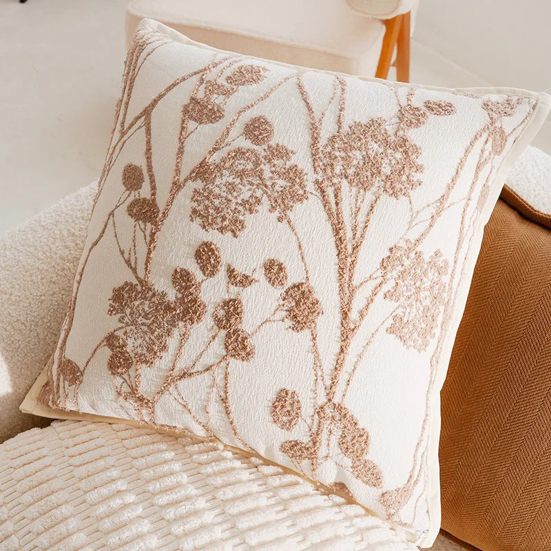 Aurelia Chenille Embroidered Cushion Cover - 45 x 45cm Cover Only / Camellia