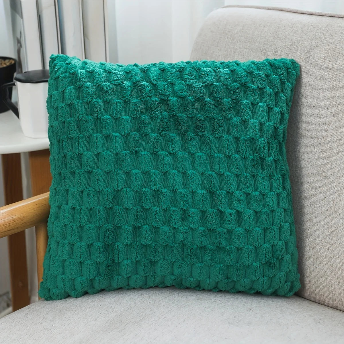 Aveline Faux Fur Cushion Cover - 43 x 43cm Cover Only / Dark Green