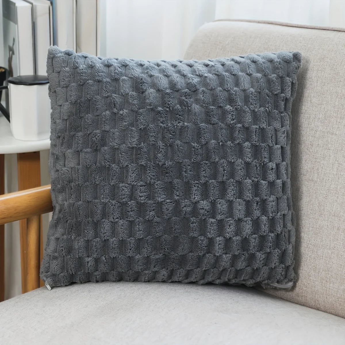 Aveline Faux Fur Cushion Cover - 43 x 43cm Cover Only / Grey