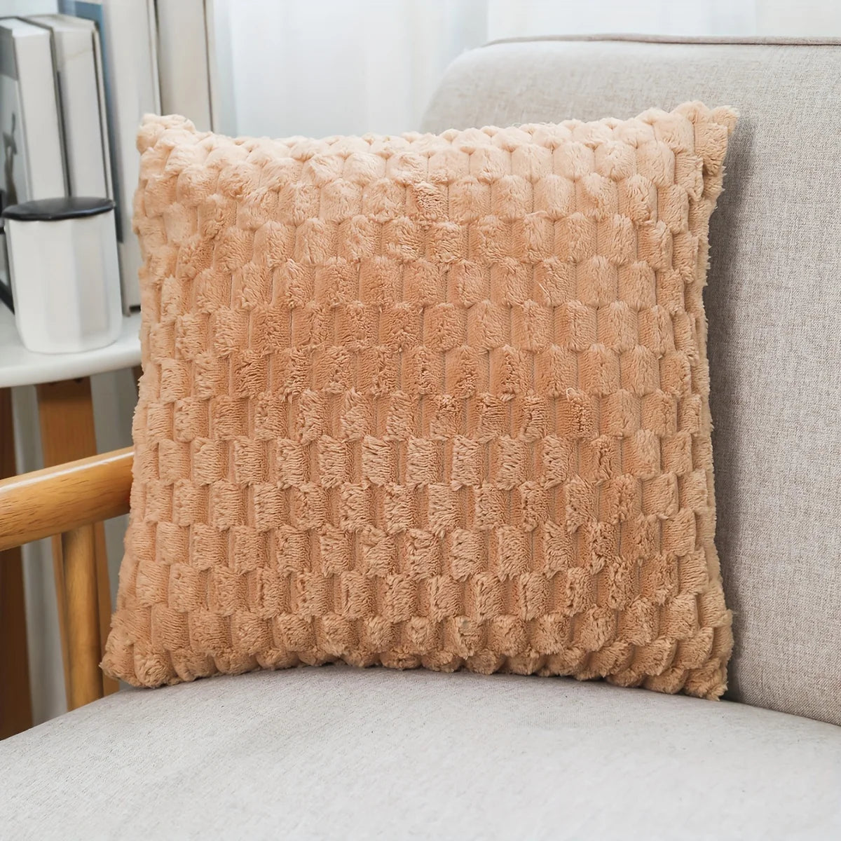 Aveline Faux Fur Cushion Cover - 43 x 43cm Cover Only / Khaki