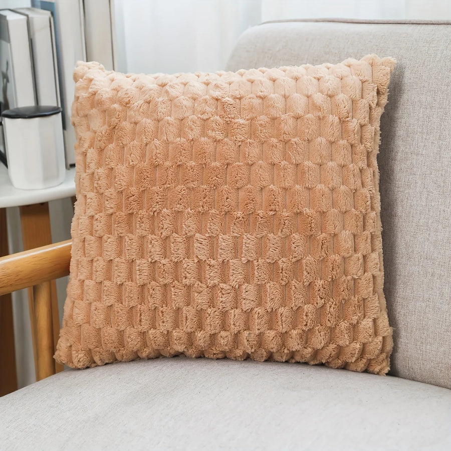 Aveline Faux Fur Cushion Cover - 43 x 43cm Cover Only / Khaki