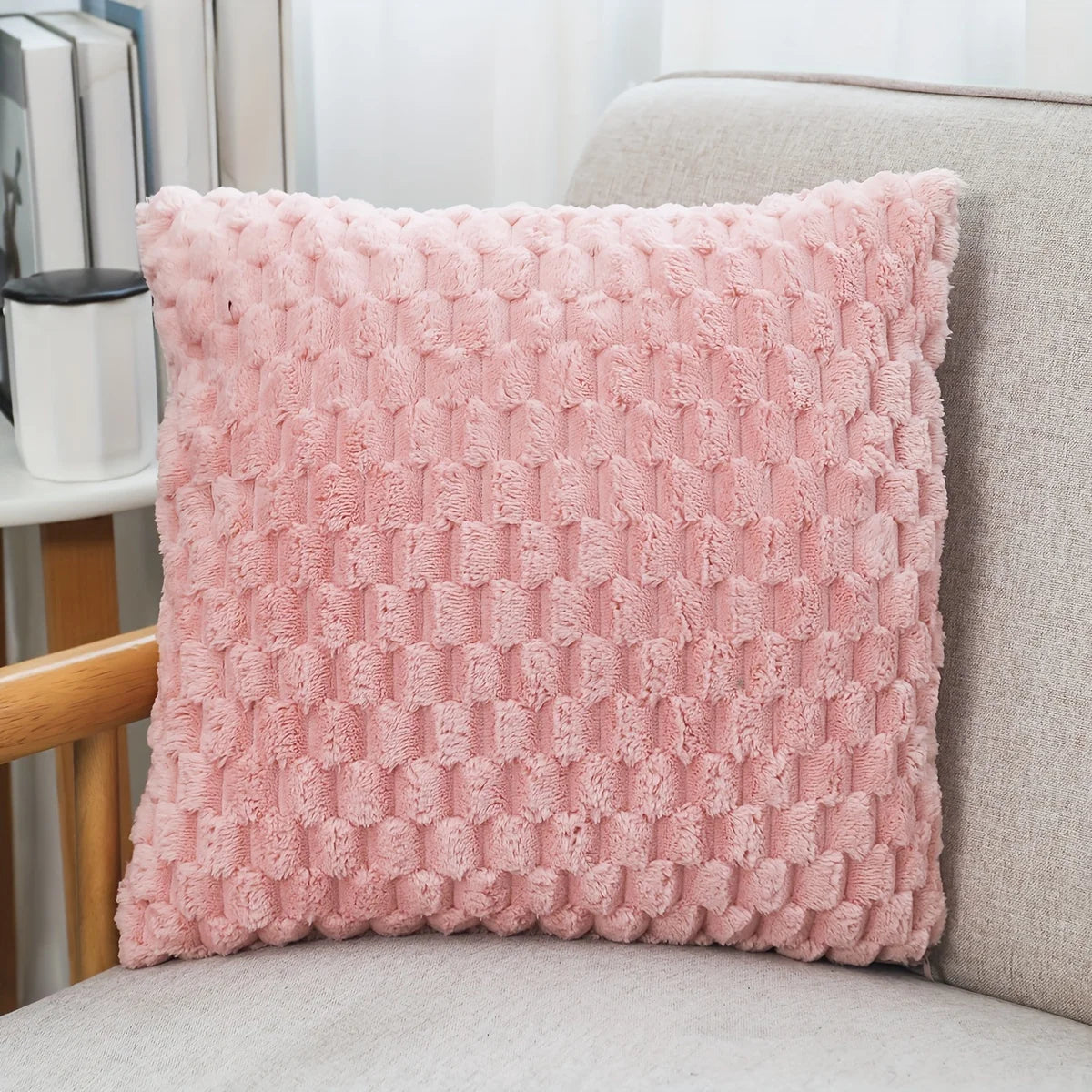Aveline Faux Fur Cushion Cover - 43 x 43cm Cover Only / Pink