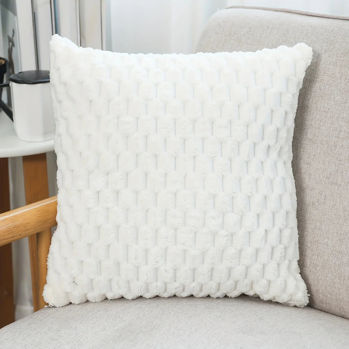 Aveline Faux Fur Cushion Cover - 43 x 43cm Cover Only / White