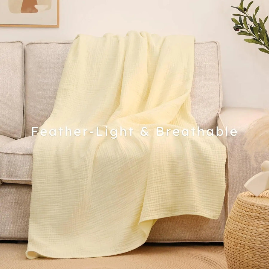 Avon Cotton Knit Throw - 130 x 150cm / Light Yellow