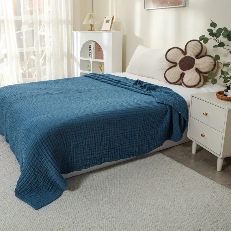 Battilo 100% Cotton Muslin Throw Blanket - 130 x 150cm / Breton Luxe