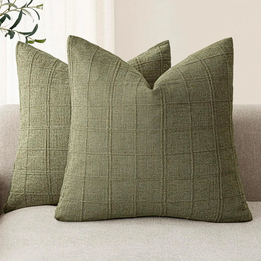 Bayswater Linen Check Cushion Cover - 40 x 40cm Cover Only / Arcade Vale