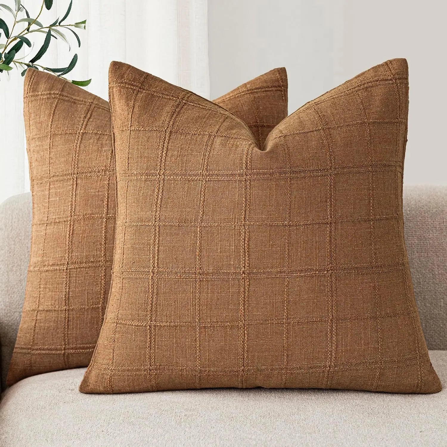 Bayswater Linen Check Cushion Cover - 40 x 40cm Cover Only / Kendal Westbourne