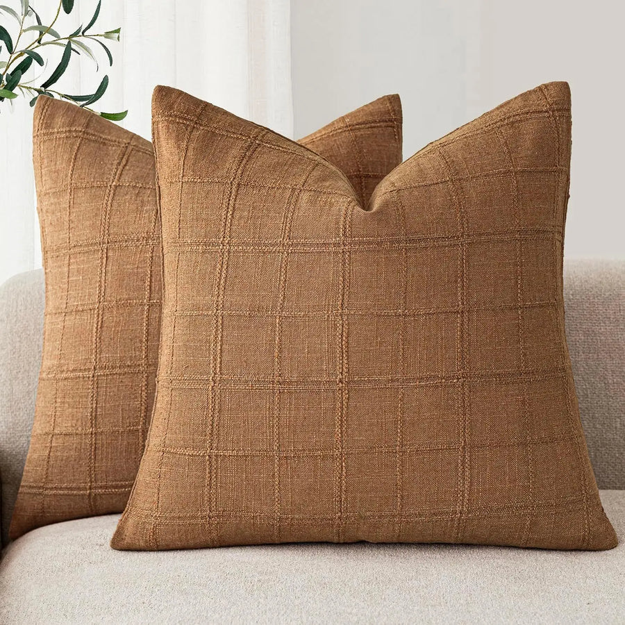 Bayswater Linen Check Cushion Cover - 40 x 40cm Cover Only / Kendal Westbourne