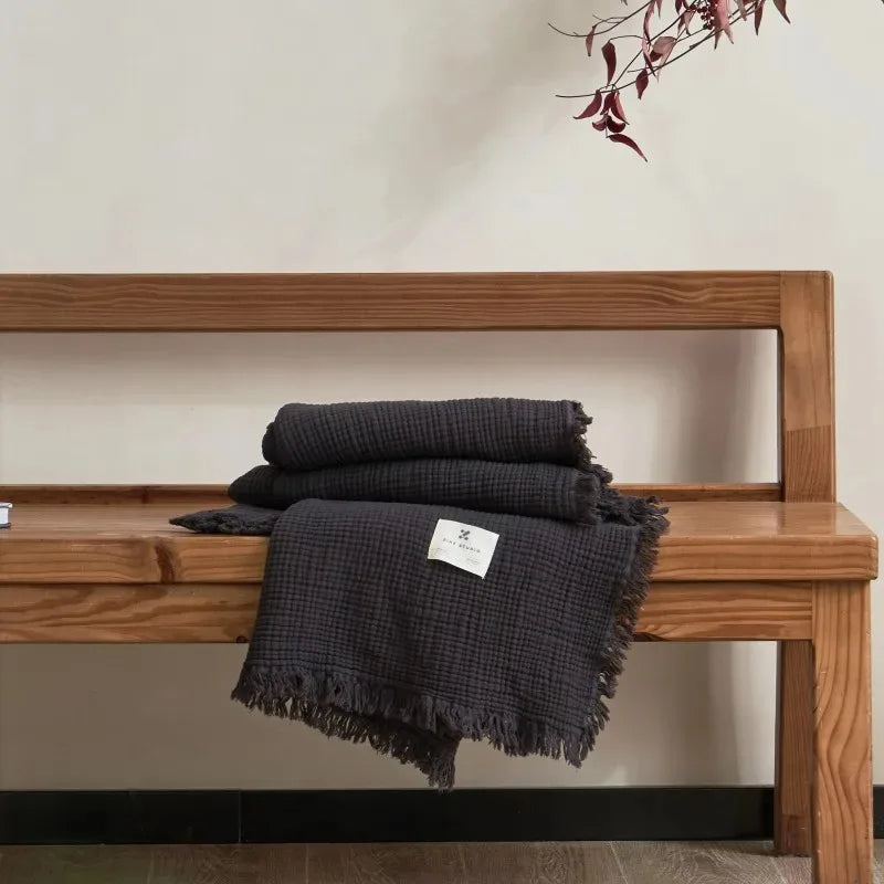 Beacon Cotton Tassel Throw - 130 x 170cm / Yellow