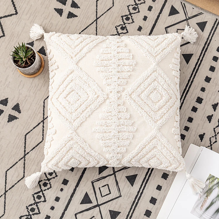 Beaumont Cotton-Linen Embroidered Cushion Cover - Claridge / 45 x 45cm Cover Only