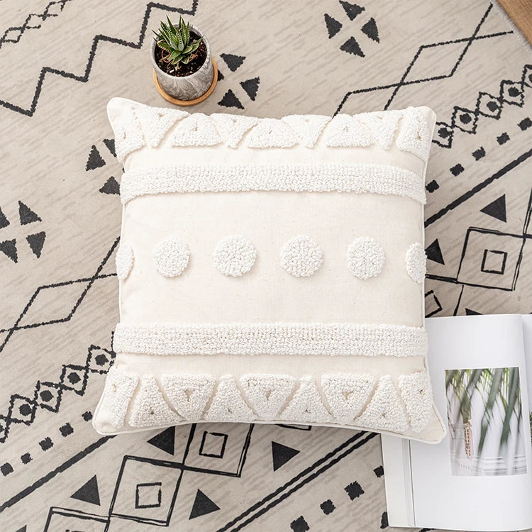 Beaumont Cotton-Linen Embroidered Cushion Cover - Florin / 45 x 45cm Cover Only