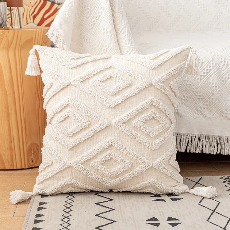 Beaumont Cotton-Linen Embroidered Cushion Cover - Lucerne / 45 x 45cm Cover Only
