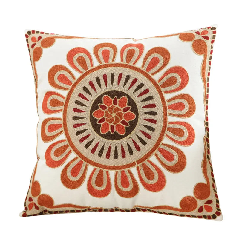 Beaumont Soft-Touch Embroidered Cushion Cover - 45 x 45cm Cover Only / Brown