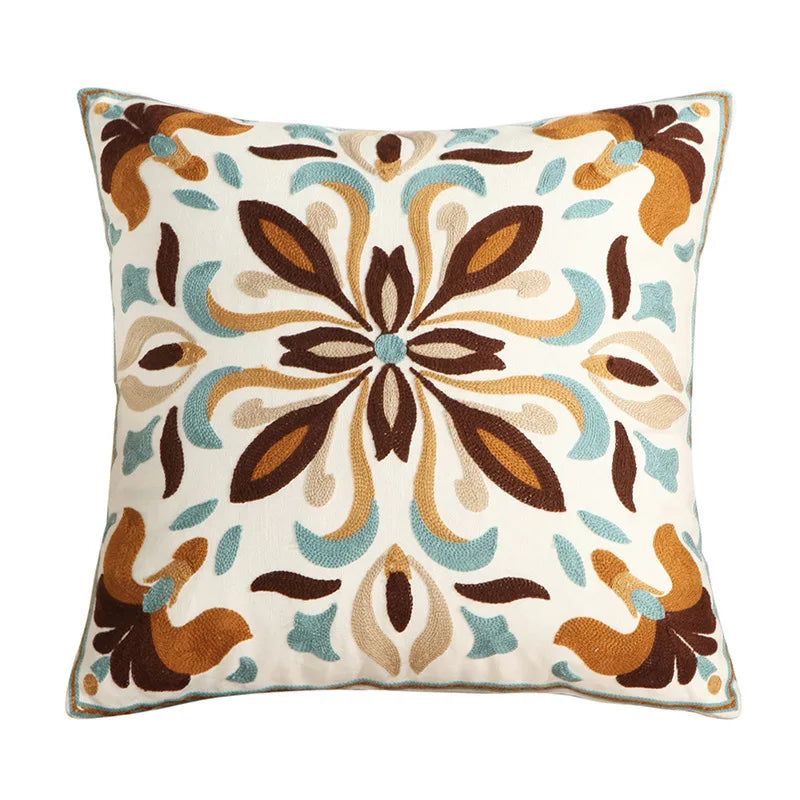 Beaumont Soft-Touch Embroidered Cushion Cover - 45 x 45cm Cover Only / Chocolate
