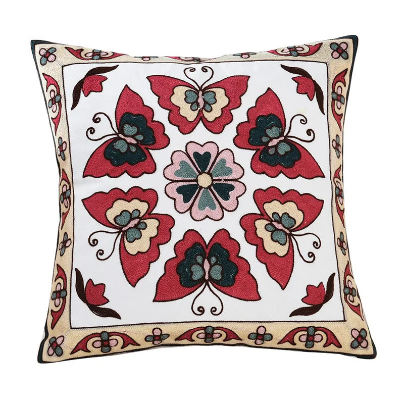 Beaumont Soft-Touch Embroidered Cushion Cover - 45 x 45cm Cover Only / Deep Blue