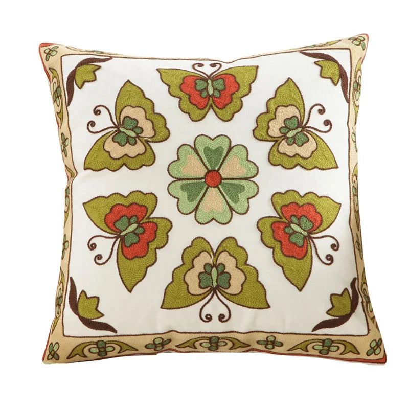 Beaumont Soft-Touch Embroidered Cushion Cover - 45 x 45cm Cover Only / Deep Green