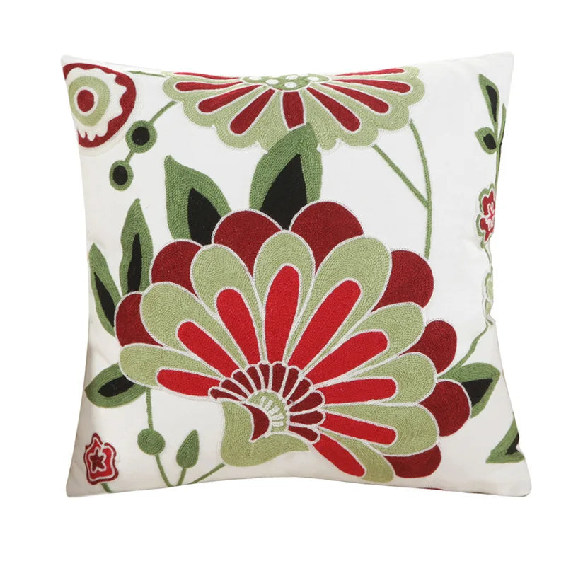 Beaumont Soft-Touch Embroidered Cushion Cover - 45 x 45cm Cover Only / Emerald Green
