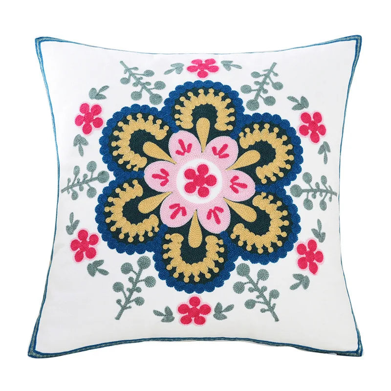 Beaumont Soft-Touch Embroidered Cushion Cover - 45 x 45cm Cover Only / Rosy Red
