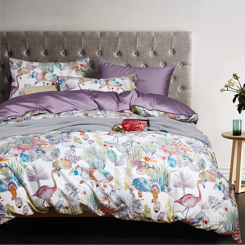Botanique 600TC Egyptian Cotton Botanical Duvet Cover Set - Double / Roselle