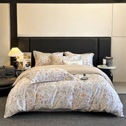 Bramley 600TC Egyptian Cotton Duvet Cover Set - UK Double / Blue / Flat Sheet Style