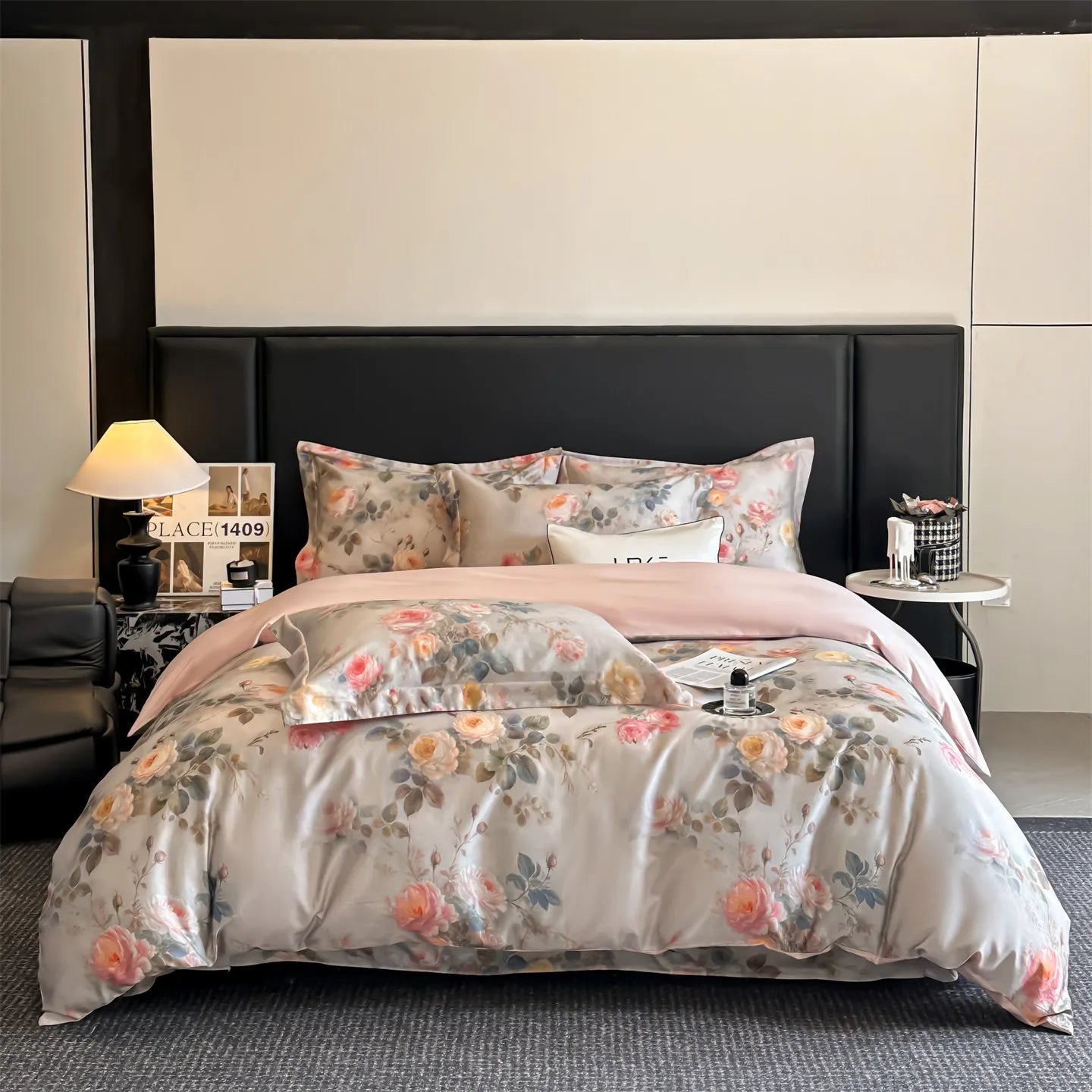Bramley 600TC Egyptian Cotton Duvet Cover Set - UK Double / Gold / Flat Sheet Style