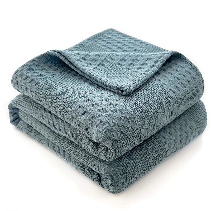 Bramley Cotton Check Throw - 100 x 150cm / Aurelle Ciel