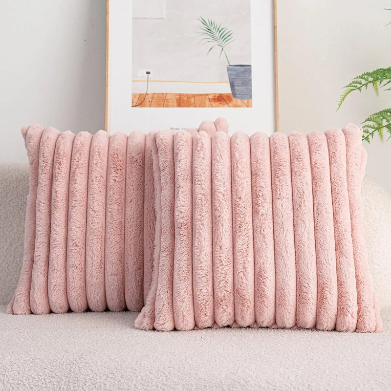 Broderie Faux Fur Embroidered Cushion Cover - 45 x 45cm Cover Only / Laurel Luxe