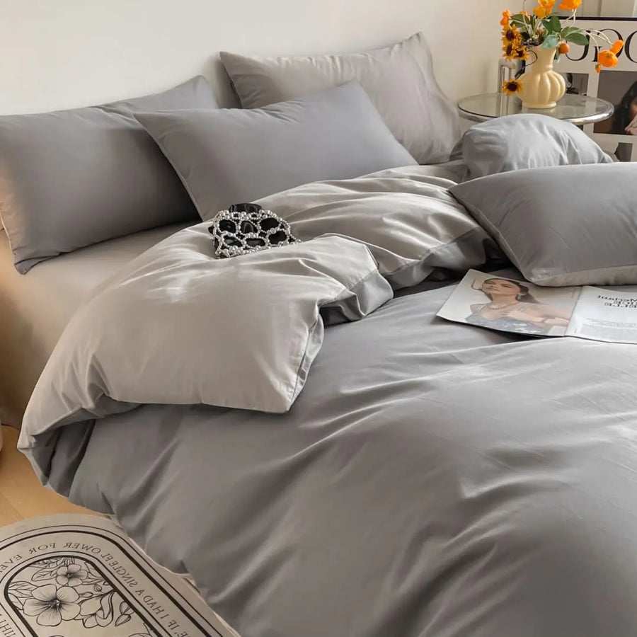 Calico 400TC Egyptian Cotton Duvet Cover Set - UK Double / Clear