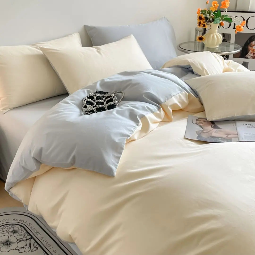 Calico 400TC Egyptian Cotton Duvet Cover Set - UK Double / Light Yellow