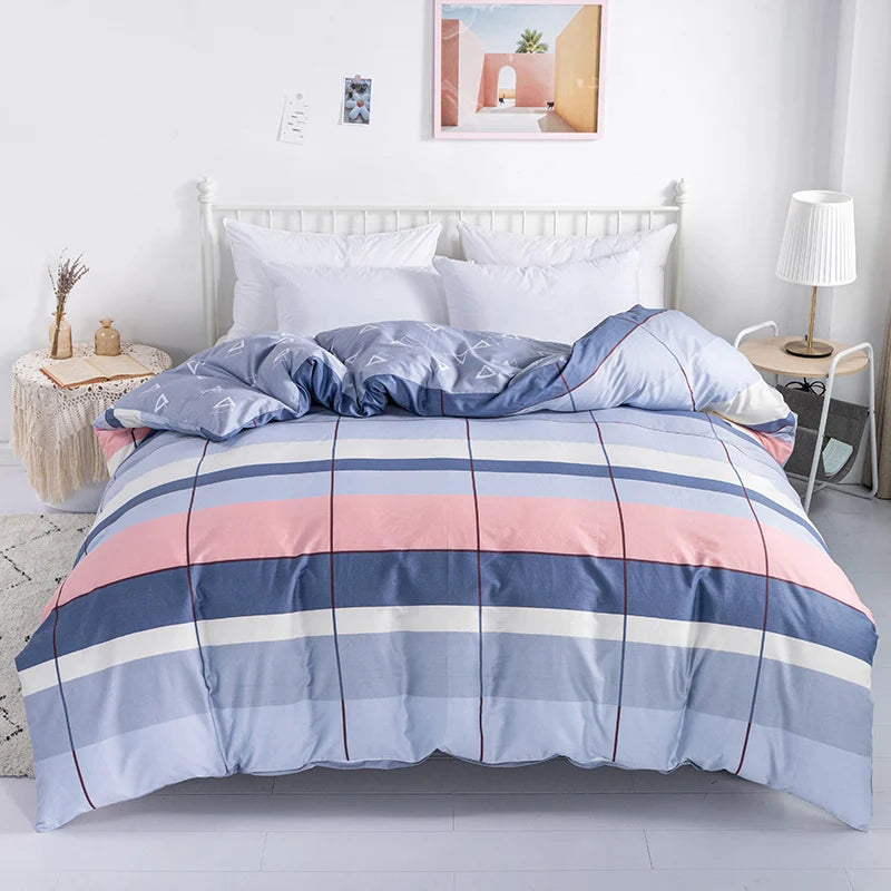Camden 500TC Cotton Geometric Duvet Cover Set - Double / Camellia I