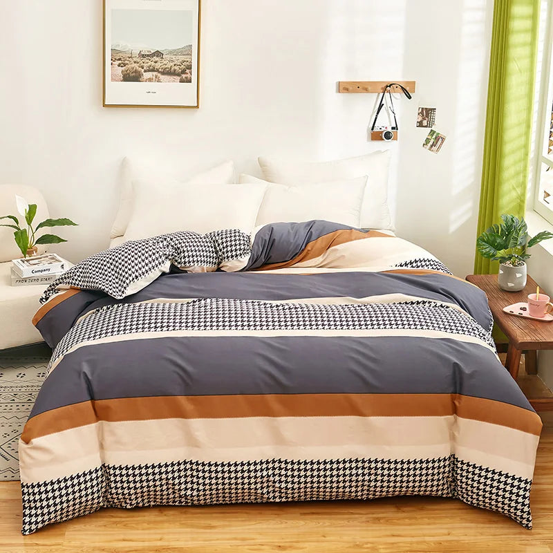Camden 500TC Cotton Geometric Duvet Cover Set - Double / Clear