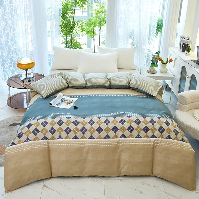 Camden 500TC Cotton Geometric Duvet Cover Set - Double / Cortina