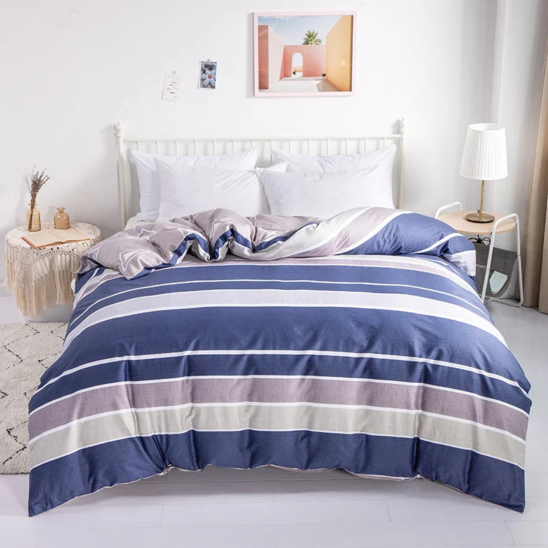 Camden 500TC Cotton Geometric Duvet Cover Set - Double / Harbour