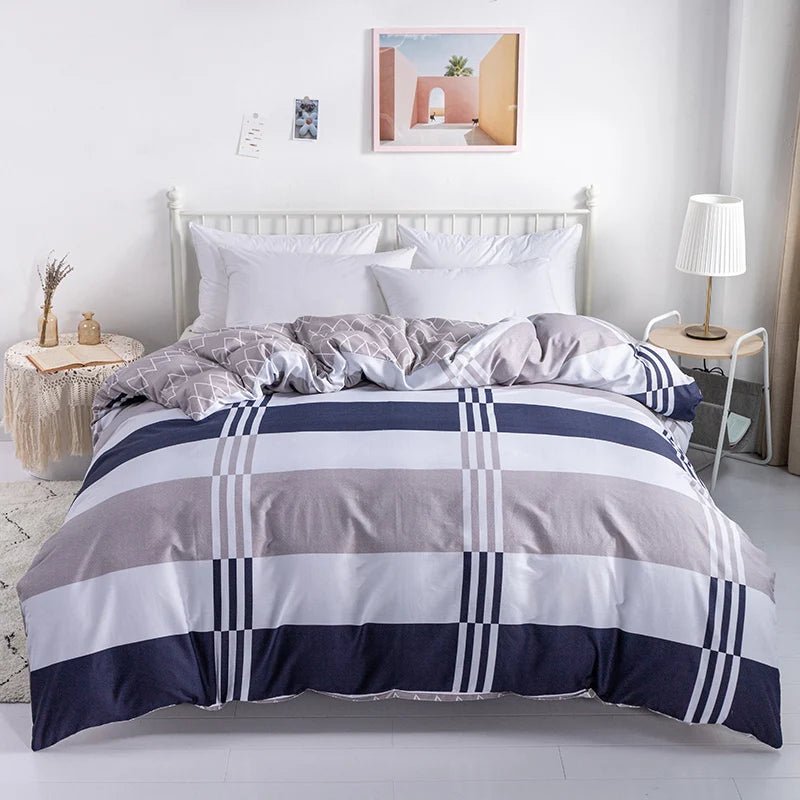 Camden 500TC Cotton Geometric Duvet Cover Set - Double / Lucerne