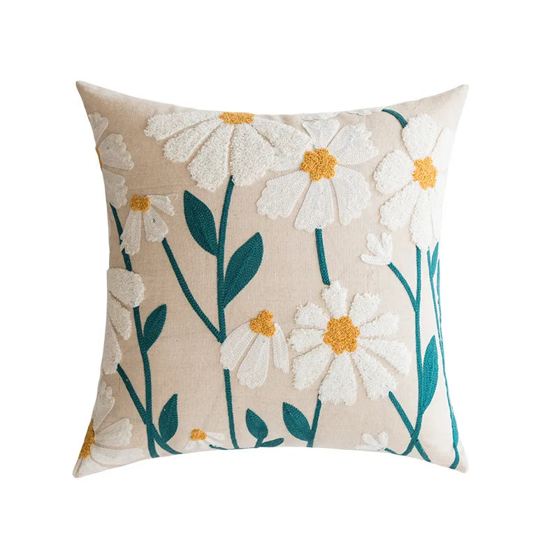 Camellia Chenille Botanical Cushion Cover - 45 x 45cm Cover Only / Atelier / 12000038591318338