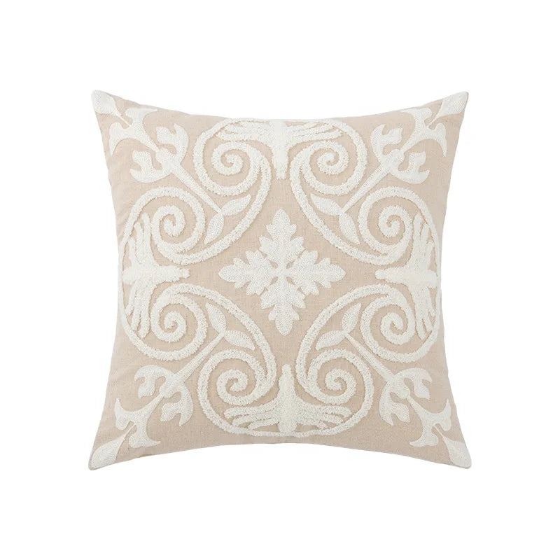 Camellia Chenille Botanical Cushion Cover - 45 x 45cm Cover Only / Lisette / 12000038591318339
