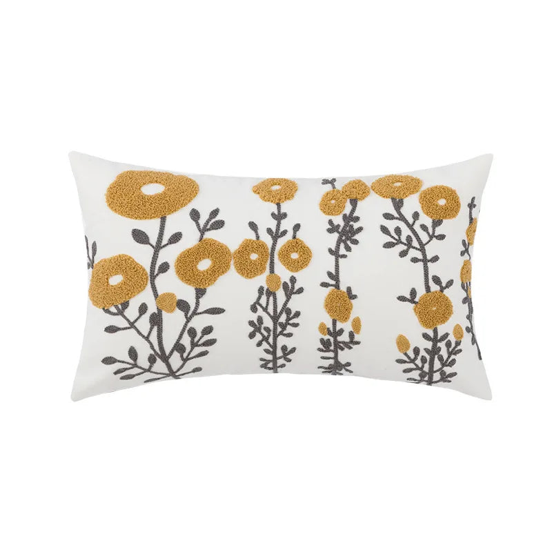 Camellia Chenille Botanical Cushion Cover - 45 x 45cm Cover Only / Maribel / 12000038591318347