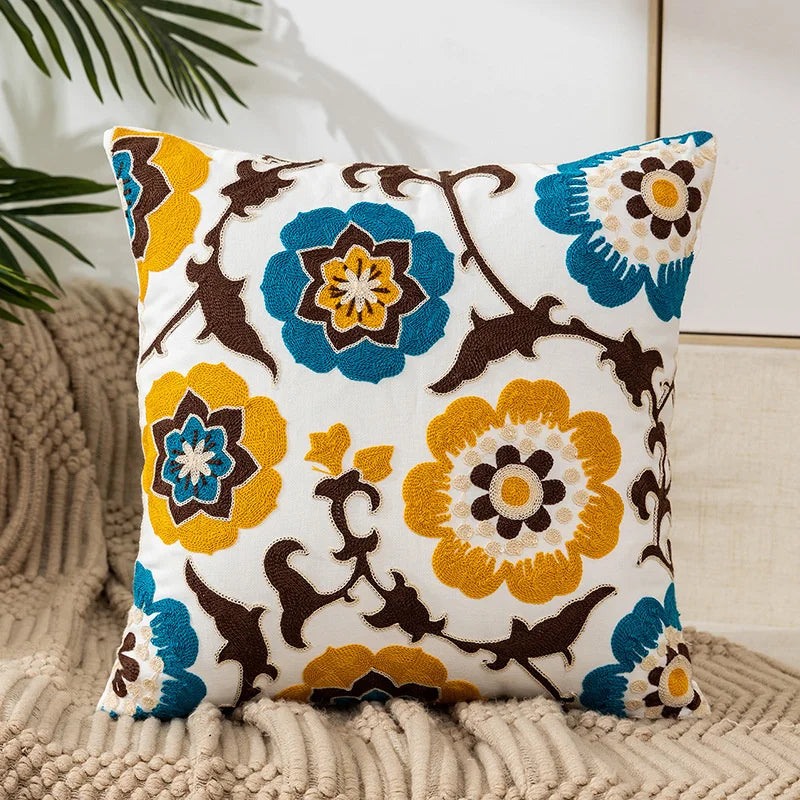 Camellia Chenille Botanical Cushion Cover - 45 x 45cm Cover Only / Verlain Pavilion / 12000038405082035