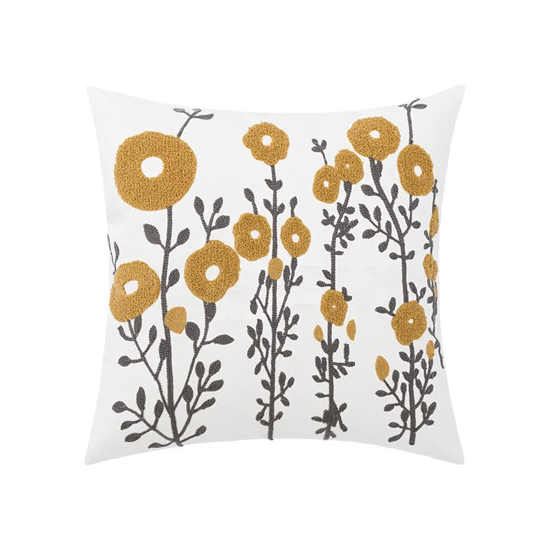 Camellia Chenille Botanical Cushion Cover - 45 x 45cm Cover Only / Vionne / 12000038591318343