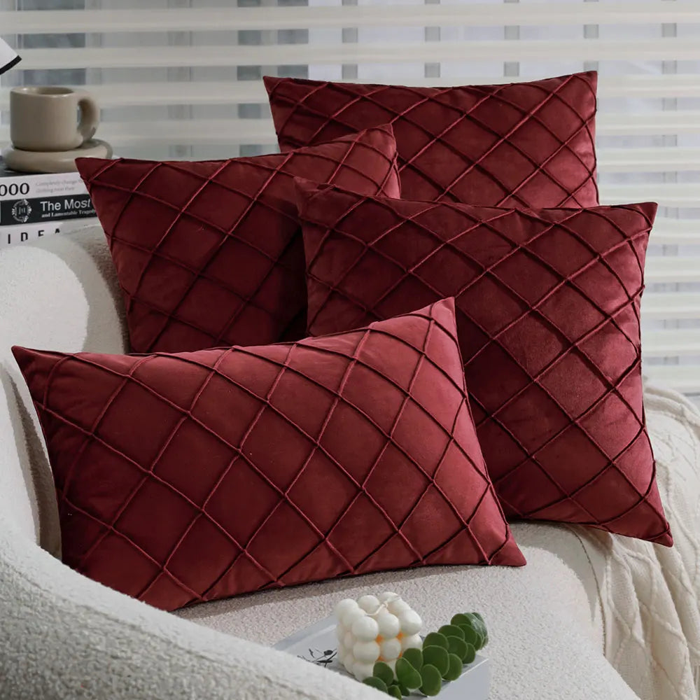 Celadon Velvet Cushion Cover - 30 x 50cm Cover Only / Burgundy