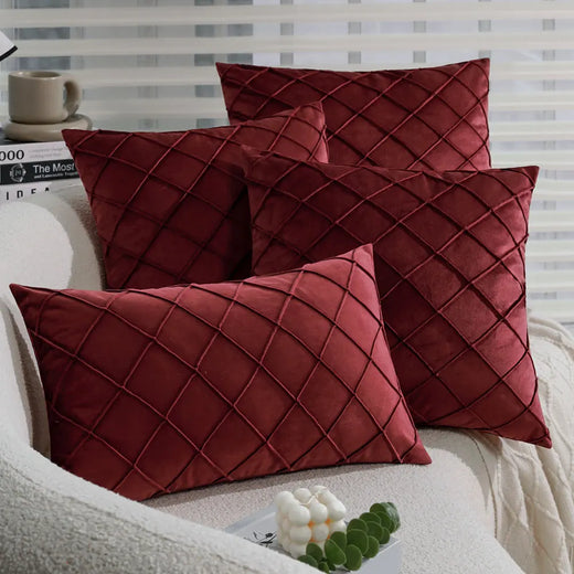 Celadon Velvet Cushion Cover - 30 x 50cm Cover Only / Burgundy