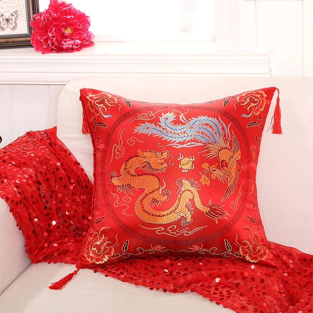 Celeste Chenille Embroidered Cushion Cover - 43 x 43cm Cover Only / Tivoli